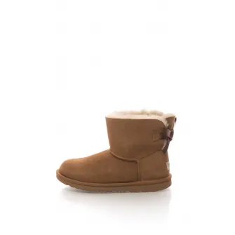 UGG, Cizme scurte de piele intoarsa, fara inchidere Mini Bailey Bow II, Maro scortisoara, 32.5 EU