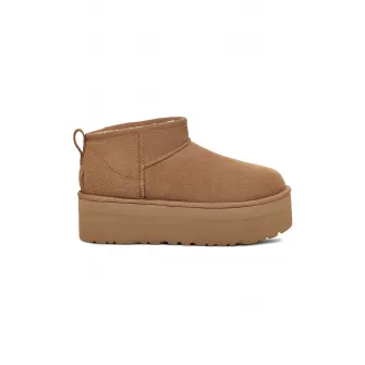 UGG, Ghete de piele intoarsa fara inchidere Classic Ultra Mini, Maro acaju, 10