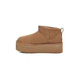 UGG, Ghete de piele intoarsa fara inchidere Classic Ultra Mini, Maro acaju, 10