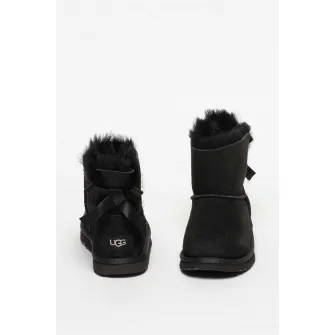 UGG, Ghete fara inchidere din piele de oaie Mini Bailey Bow II, Negru, 31 EU