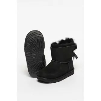 UGG, Ghete fara inchidere din piele de oaie Mini Bailey Bow II, Negru, 31 EU