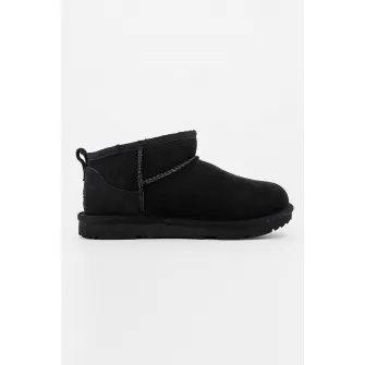 UGG, Ghete slip-on din piele intoarsa Classic Ultra Mini, Negru, 31 EU