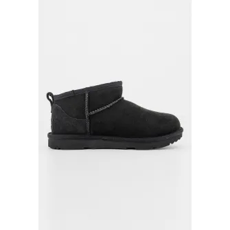 UGG, Ghete slip-on din piele intoarsa Classic Ultra Mini, Negru, 31 EU