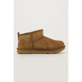UGG, Ghete slip-on din piele intoarsa Classic Ultra Mini, Ocru, 32.5 EU