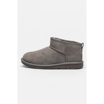 UGG, Ghete slip-on rezistente la apa din piele intoarsa Classic Ultra Mini, Gri, 31 EU