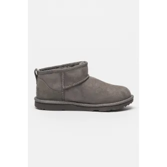 UGG, Ghete slip-on rezistente la apa din piele intoarsa Classic Ultra Mini, Gri, 31 EU