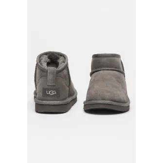 UGG, Ghete slip-on rezistente la apa din piele intoarsa Classic Ultra Mini, Gri, 31 EU