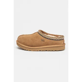 UGG, Papuci de casa din piele intoarsa cu broderie Tasman, Camel, 31 EU