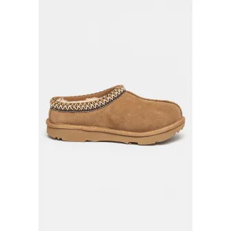 UGG, Papuci de casa din piele intoarsa cu broderie Tasman, Camel, 31 EU