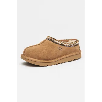 UGG, Papuci de casa din piele intoarsa cu broderie Tasman, Camel, 31 EU