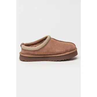 UGG, Saboti de piele intoarsa cu detalii brodate Tazz, Maro, 31 EU