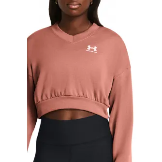Under Armour, Bluza crop supradimensionata de trening din material terry Rival, Roz somon, L