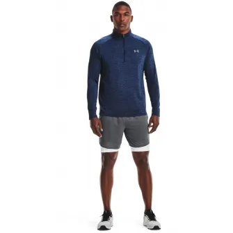 Under Armour, Bluza cu maneci raglan pentru fitness Techв„ў, Albastru melange, M
