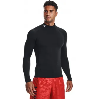 Under Armour, Bluza de compresie cu guler scurt Mock, Negru, XL