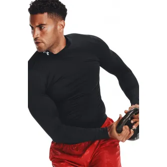 Under Armour, Bluza de compresie cu guler scurt Mock, Negru, XL
