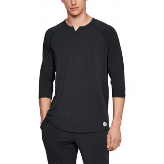 Under Armour, Bluza de pijama din amestec de modal Athlete Recovery, Negru/Argintiu, S