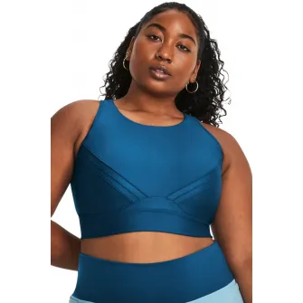 Under Armour, Bustiera cu sustinere medie pentru fitness Infinity Pintuck, Albastru, Argintiu, XS