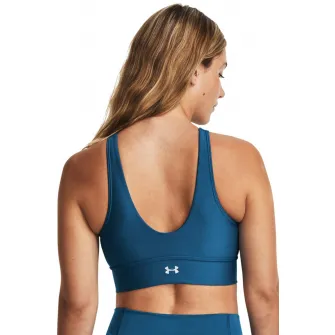 Under Armour, Bustiera cu sustinere medie pentru fitness Infinity Pintuck, Albastru, Argintiu, XS