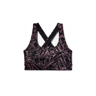 Under Armour, Bustiera de compresie cu imprimeu si bretele incrucisate pe partea din spate, pentru antrenament, Negru/Lila prafuit, XS