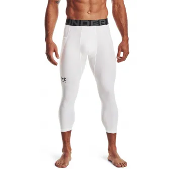Under Armour, Colanti cu banda logo in talie pentru fitness, Alb optic, 2XL