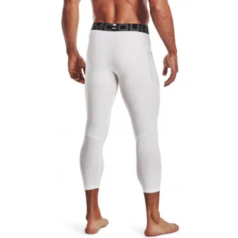 Under Armour, Colanti cu banda logo in talie pentru fitness, Alb optic, L
