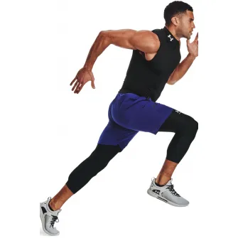 Under Armour, Colanti cu banda logo in talie pentru fitness, Negru, S