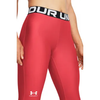 Under Armour, Colanti cu talie inalta pentru fitness Authentics, Rosu, Alb, XL
