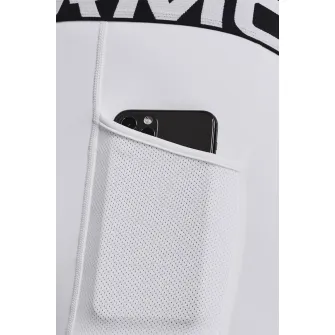 Under Armour, Colanti de compresie, cu banda cu logo in talie, pentru antrenament ColdGear®, Negru, Alb optic, L
