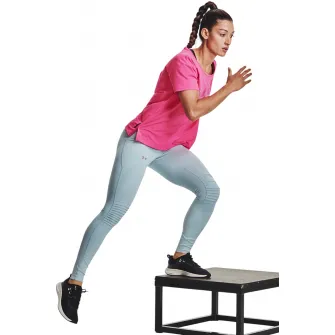 Under Armour, Colanti de compresie cu talie inalta, pentru fitness RUSHв„ў, Albastru pastel, L