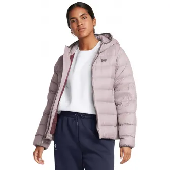 Under Armour, Geaca bufanta cu fermoar, Gri deschis, M