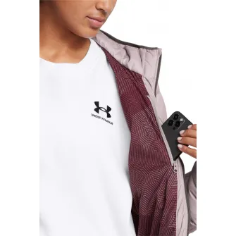 Under Armour, Geaca bufanta cu fermoar, Gri deschis, M