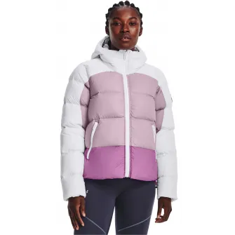 Under Armour, Geaca cu gluga si vatelina, pentru fitness, Alb, Lila prafuit, S