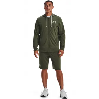 Under Armour, Hanorac cu fermoar pentru antrenament Rival Terry, Kaki, L