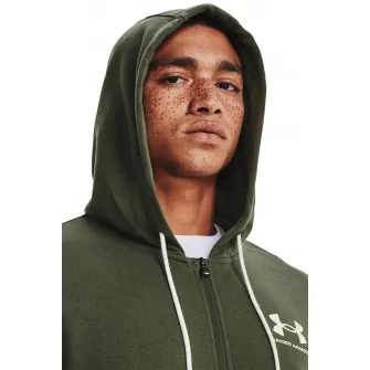 Under Armour, Hanorac cu fermoar pentru antrenament Rival Terry, Kaki, M