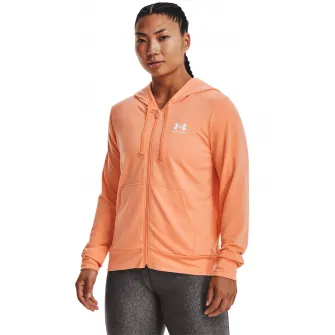 Under Armour, Hanorac din amestec de lyocell cu fermoar, pentru fitness Rival, Portocaliu pal, XS
