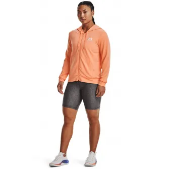 Under Armour, Hanorac din amestec de lyocell cu fermoar, pentru fitness Rival, Portocaliu pal, XS