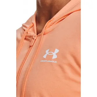 Under Armour, Hanorac din amestec de lyocell cu fermoar, pentru fitness Rival, Portocaliu pal, XS