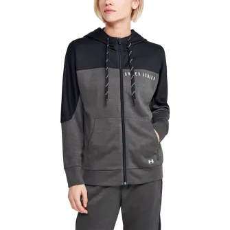 Under Armour, Hanorac din tricot cu fermoar, pentru antrenament Recoverв„ў, Gri/Negru, S