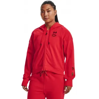 Under Armour, Hanorac lejer cu fermoar, pentru fitness Terry Fz, Rosu vermillion, S