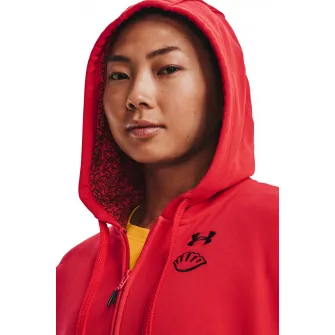 Under Armour, Hanorac lejer cu fermoar, pentru fitness Terry Fz, Rosu vermillion, S