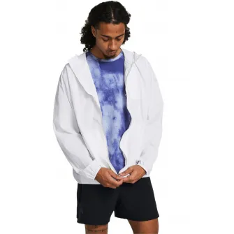 Under Armour, Jacheta cu gluga, pentru alergare Launch, Alb optic, XL