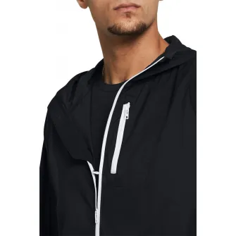 Under Armour, Jacheta cu gluga, pentru alergare Launch, Negru, M