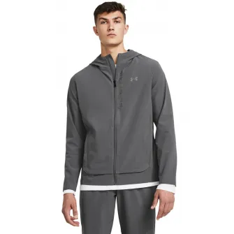 Under Armour, Jacheta slim fit pentru alergare OutRun The Storm, Gri inchis, XL