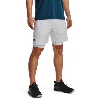 Under Armour, Pantaloni scurti cu desing 2in1 pentru fitness, Alb, 2XL