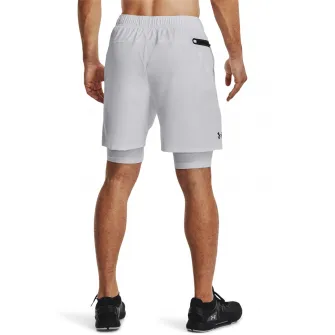 Under Armour, Pantaloni scurti cu desing 2in1 pentru fitness, Alb, 2XL