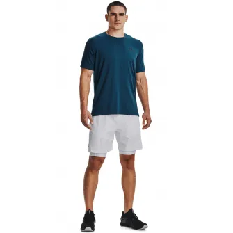 Under Armour, Pantaloni scurti cu desing 2in1 pentru fitness, Alb, 2XL