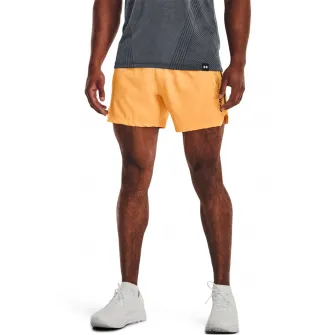 Under Armour, Pantaloni scurti cu detaliu reflectorizant pentru fitness Speedpocket, Negru, Portocaliu pal, 2XL
