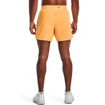 Under Armour, Pantaloni scurti cu detaliu reflectorizant pentru fitness Speedpocket, Negru, Portocaliu pal, 2XL