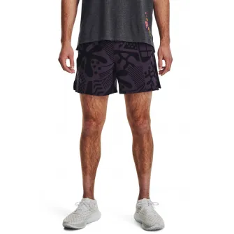 Under Armour, Pantaloni scurti cu snur interior de ajustare pentru alergare Run In Peace, Negru, Violet, S