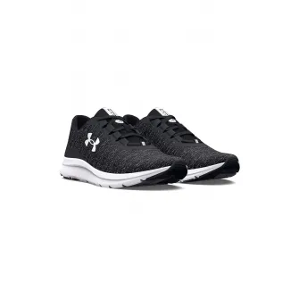 Under Armour, Pantofi Charged Impulse 3 cu garnituri peliculizate pentru alergare, Negru, Alb, 10.5